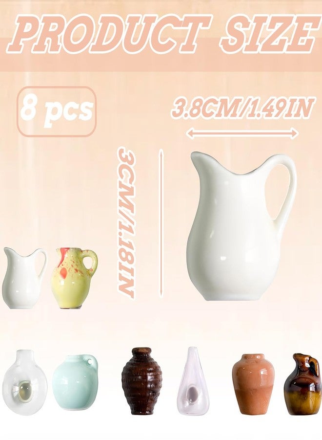 Vihaanta 8 Pcs Mini Vase Fridge Magnets, Mini Ceramic Vase Magnets, 3.8 x 3 Cm Decorative Fridge Magnets For Kitchen, Office, And Home Decor, Strong Magnetic Hold, Durable Ceramic Material,8 Pieces - Image 2